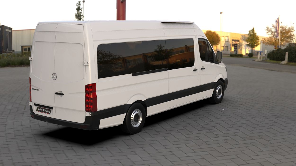 3D визуализация Mercedes Sprinter W906 2006-2018 гг. Спойлер боковой двери (грунтованный под покраску) фото 324°