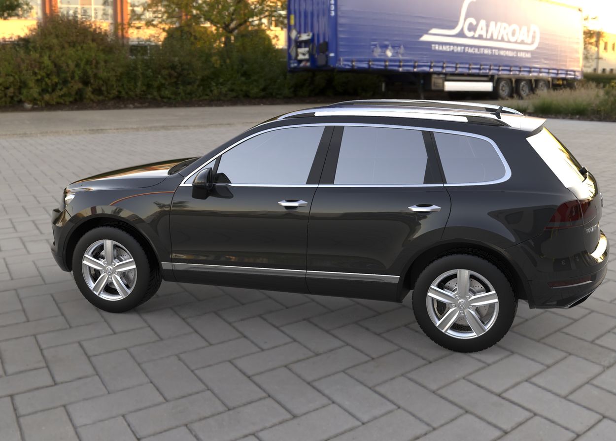 3D визуализация Volkswagen Touareg 2010-2018 гг. Хромированные Накладки на Ручки (4 шт., Нержавейка) OmsaLine - Итальянская Нержавейка фото 144°