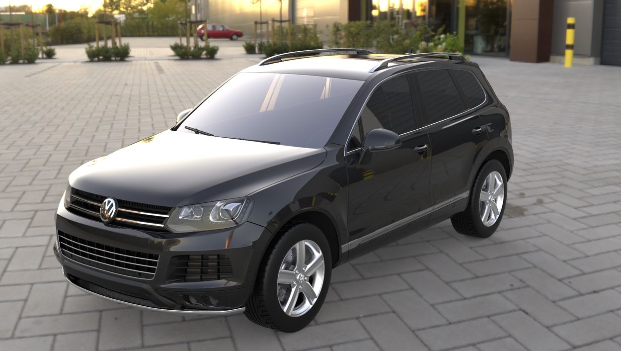 3D визуализация Volkswagen Touareg 2010-2018 гг. Передняя и задняя накладки V1 (2014↗) фото 72°