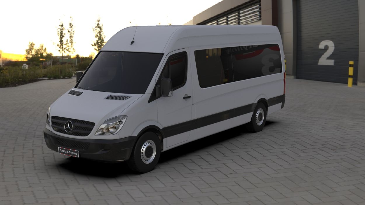 3D визуализация Volkswagen Crafter 2006-2016 гг. Узкие накладки на арки (4 шт, черные) фото 0°