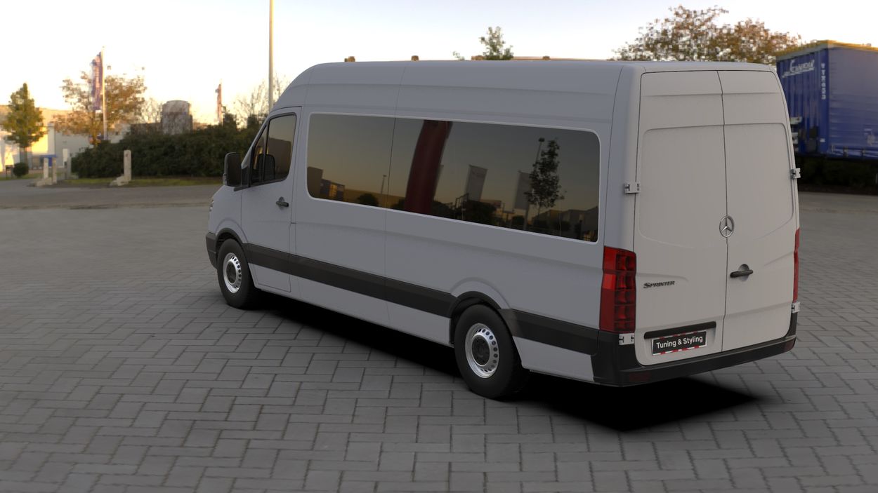 3D визуализация Volkswagen Crafter 2006-2016 гг. Узкие накладки на арки (4 шт, черные) фото 108°