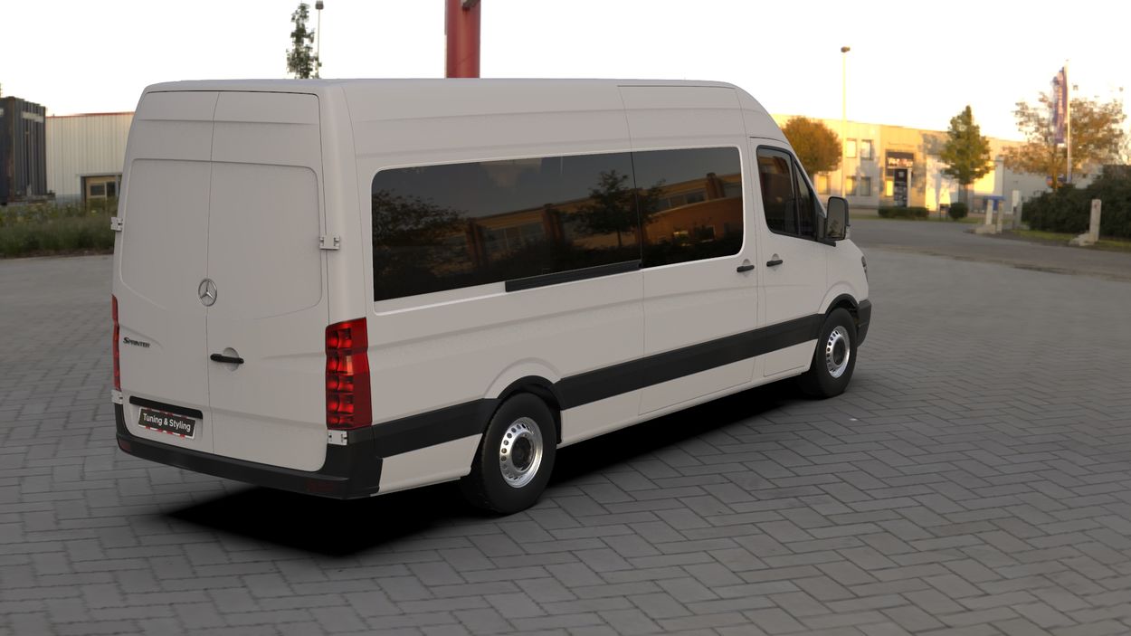 3D визуализация Volkswagen Crafter 2006-2016 гг. Узкие накладки на арки (4 шт, черные) фото 180°