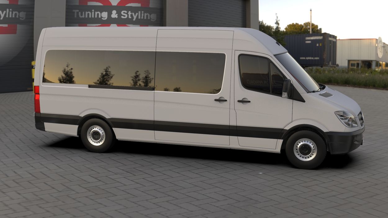 3D визуализация Volkswagen Crafter 2006-2016 гг. Узкие накладки на арки (4 шт, черные) фото 252°