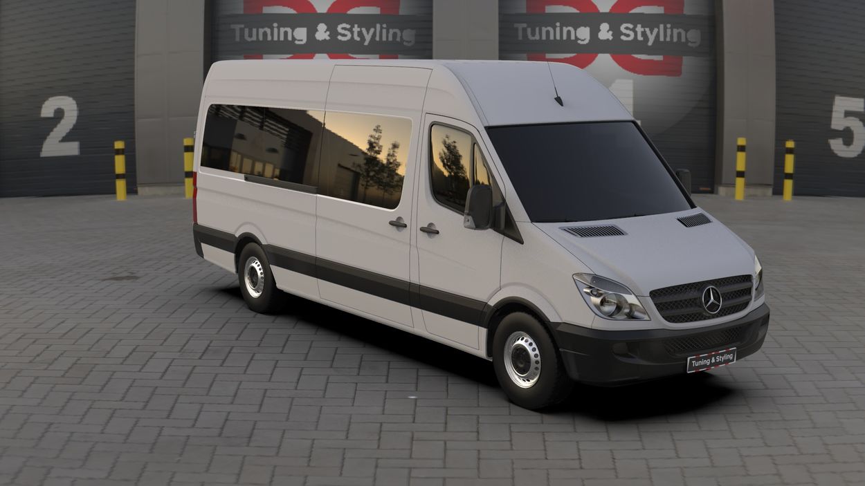 3D визуализация Volkswagen Crafter 2006-2016 гг. Узкие накладки на арки (4 шт, черные) фото 288°