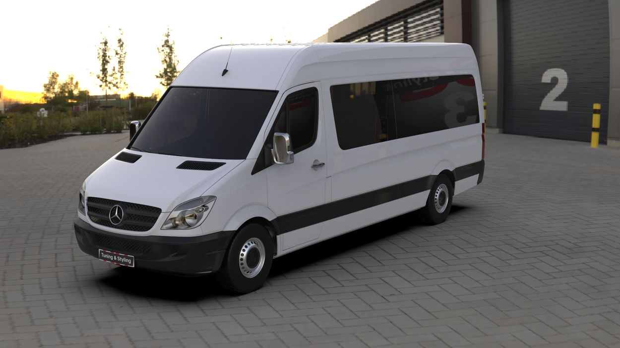 3D визуализация Volkswagen Crafter накладки на дзеркала фото 36°