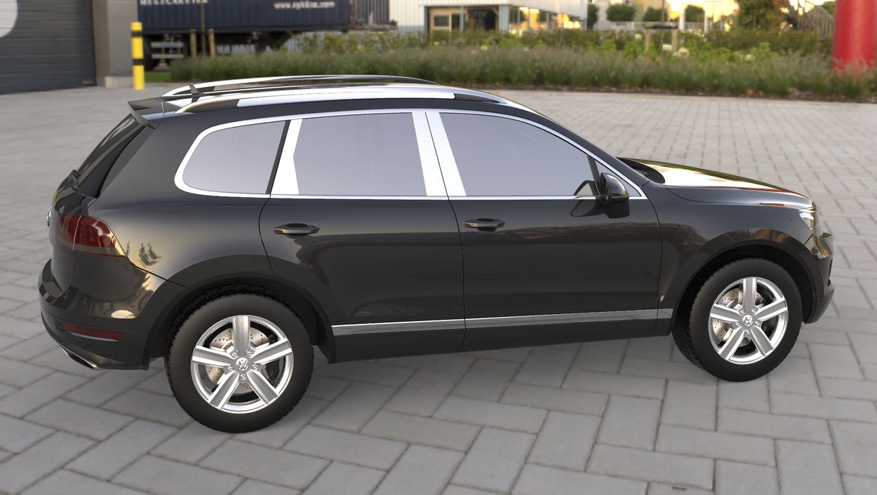 3D визуализация Хром накладки на стійки Volkswagen Touareg 2010↗ (Carmos) фото 0°