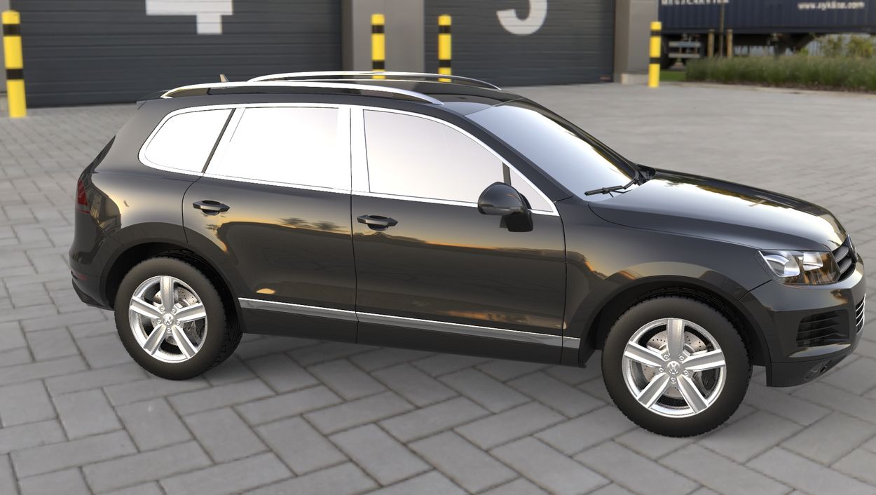 3D визуализация Хром накладки на стійки Volkswagen Touareg 2010↗ (Carmos) фото 36°
