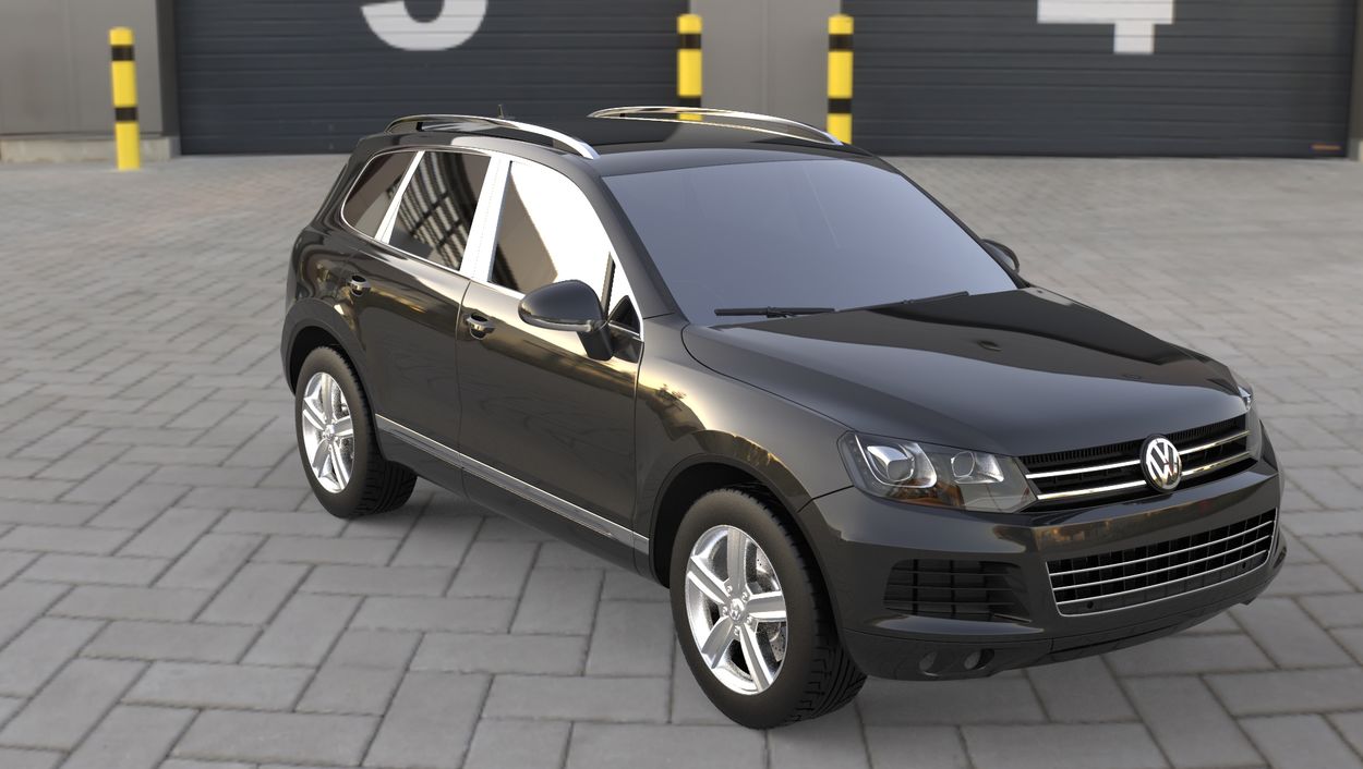 3D визуализация Хром накладки на стійки Volkswagen Touareg 2010↗ (Carmos) фото 72°