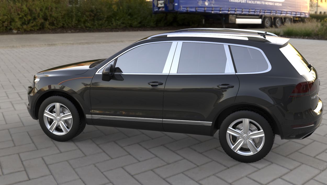 3D визуализация Хром накладки на стійки Volkswagen Touareg 2010↗ (Carmos) фото 216°