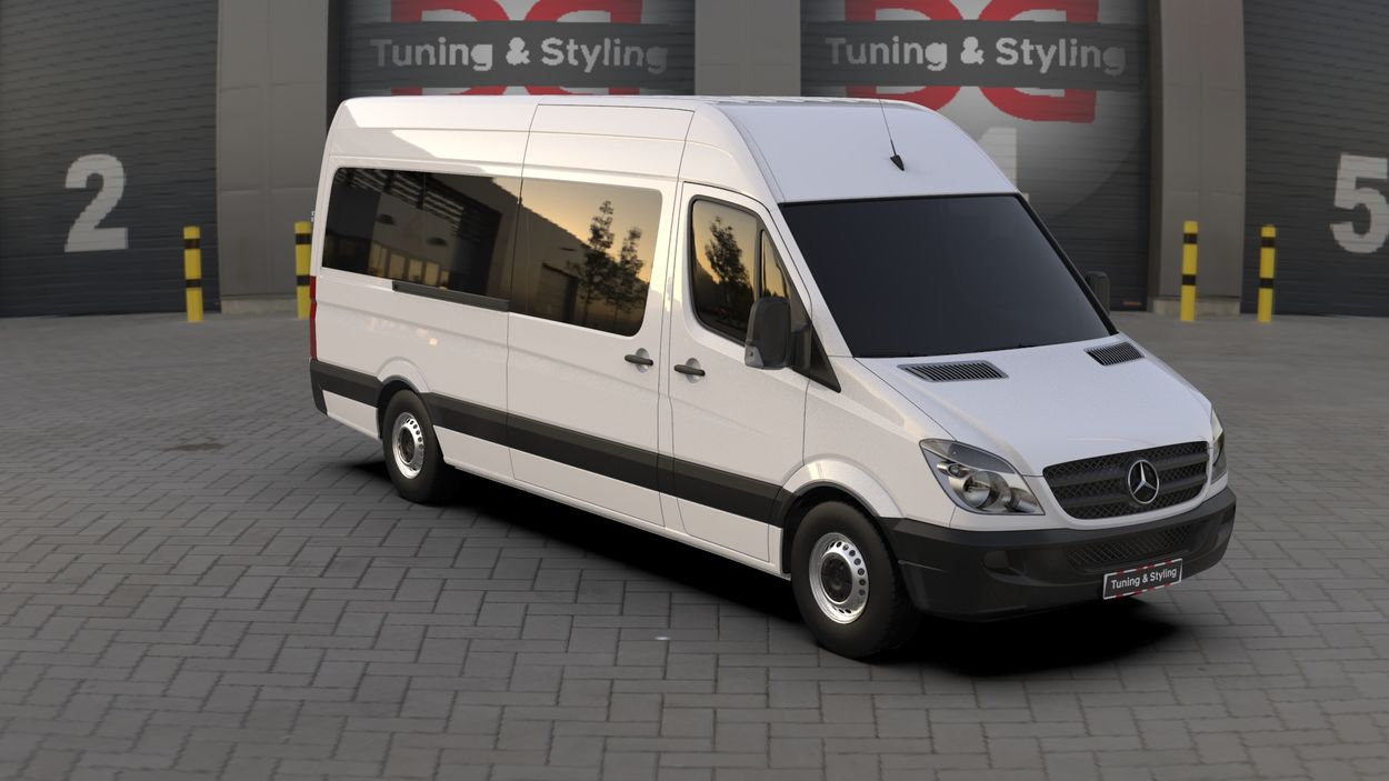 3D визуализация Mercedes Sprinter W906 2006-2018 гг. Накладка на охлаждение (2 шт., ABS) фото 324°