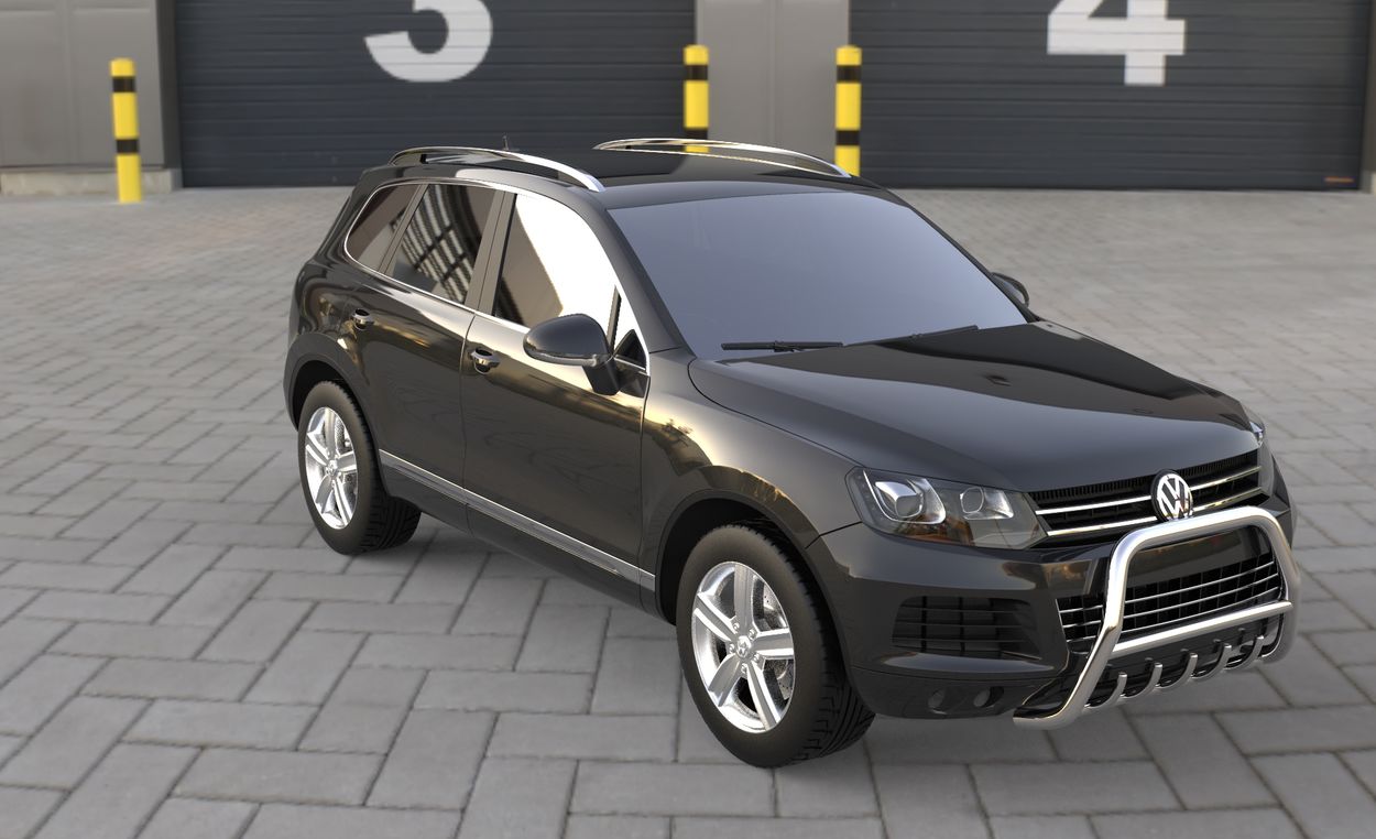 3D визуализация Volkswagen Touareg 2010-2018 гг. Кенгурятник WT003 (нержавейка) фото 0°