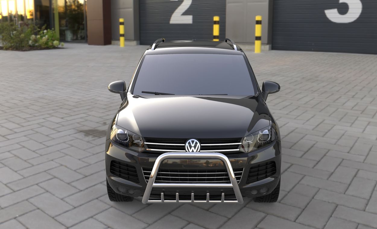 3D визуализация Volkswagen Touareg 2010-2018 гг. Кенгурятник WT003 (нержавейка) фото 36°