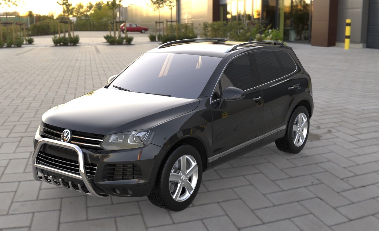 3D визуализация Volkswagen Touareg 2010-2018 гг. Кенгурятник WT003 (нержавейка) фото 72°