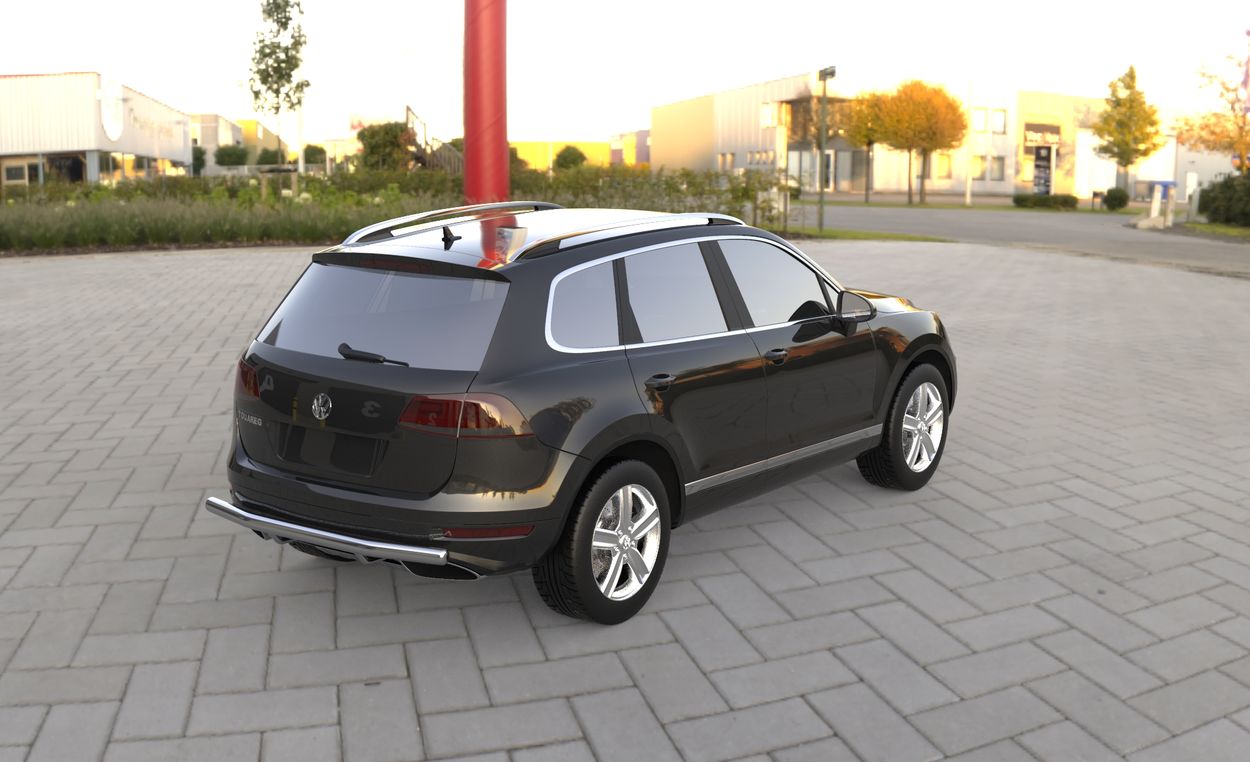 3D визуализация Volkswagen Touareg 2010-2018 гг. Задняя дуга Нержавейка фото 72°