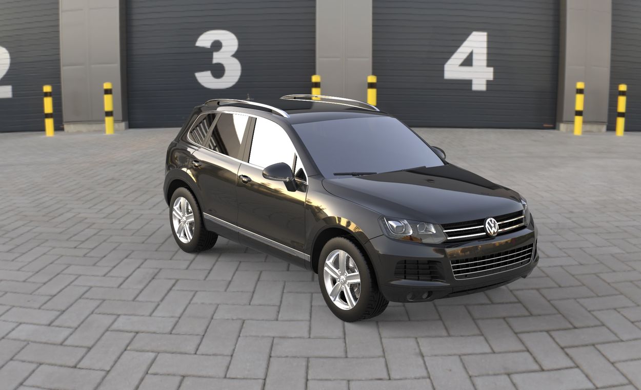 3D визуализация Volkswagen Touareg 2010-2018 гг. Задняя дуга Нержавейка фото 180°