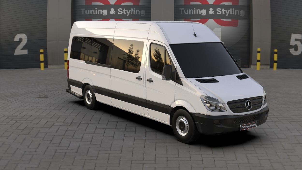 3D визуализация Mercedes Sprinter W906 2006-2018 гг. Реснички на фары Moon (грунтованные под покраску) фото 324°