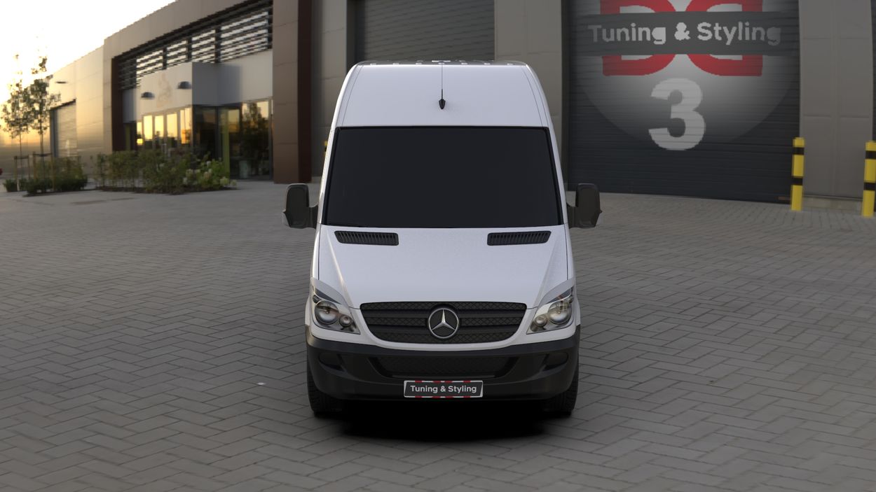 3D визуализация Mercedes Sprinter W906 2006–2018 гг. Реснички на Фары Прямые (черные, ABS, 2006-2013) фото 0°