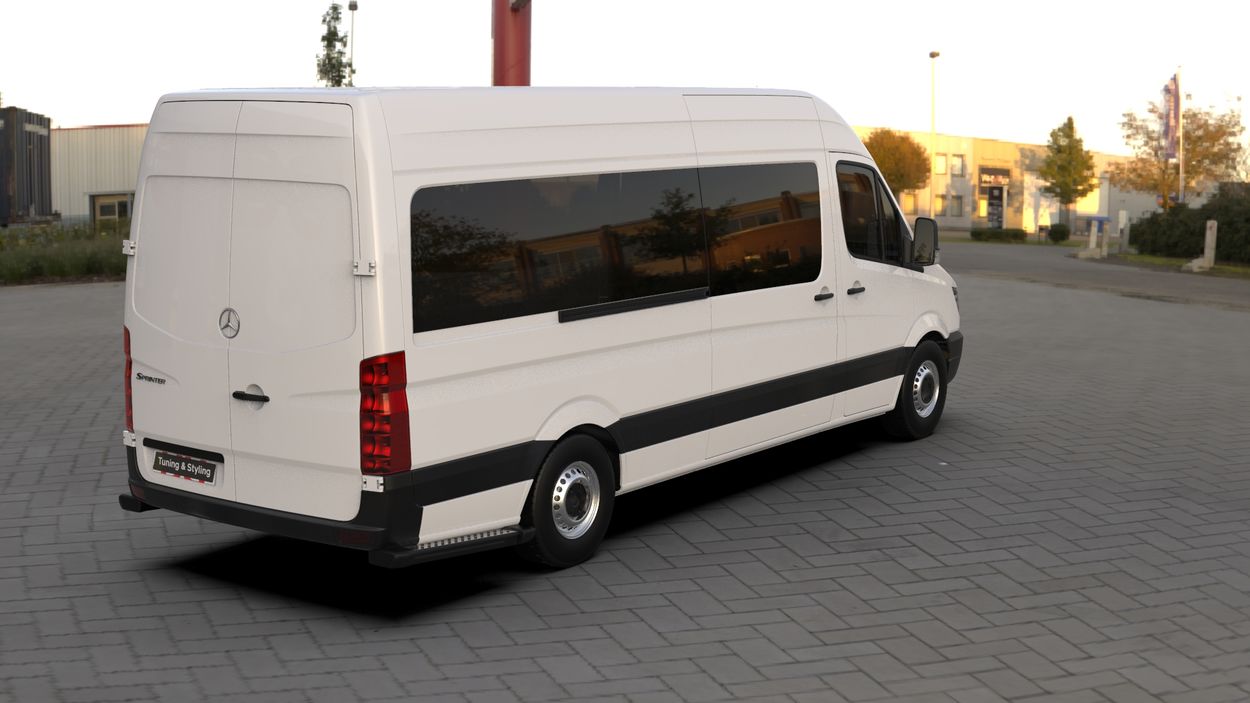 3D визуализация Mercedes Sprinter W906 2006–2018 гг. Реснички на Фары Прямые (черные, ABS, 2006-2013) фото 216°