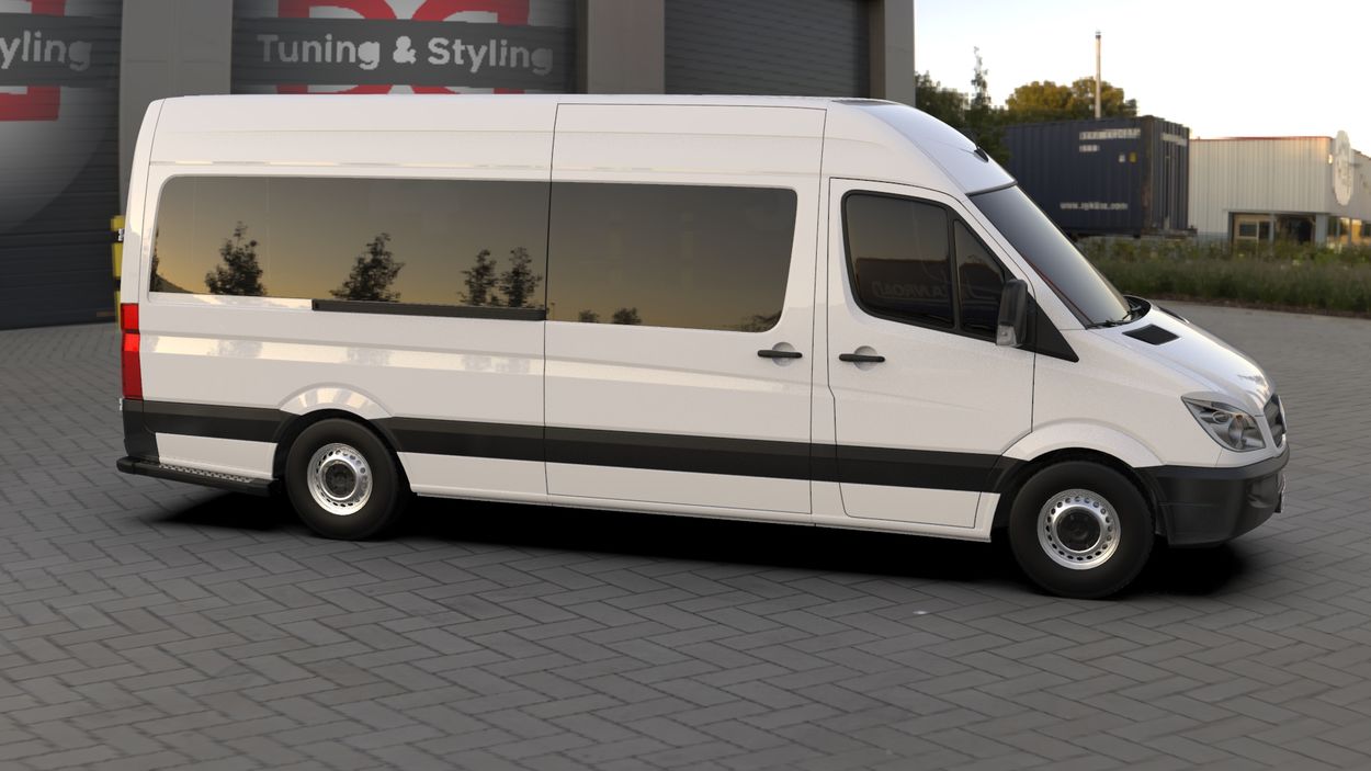 3D визуализация Mercedes Sprinter W906 2006–2018 гг. Реснички на Фары Прямые (черные, ABS, 2006-2013) фото 288°