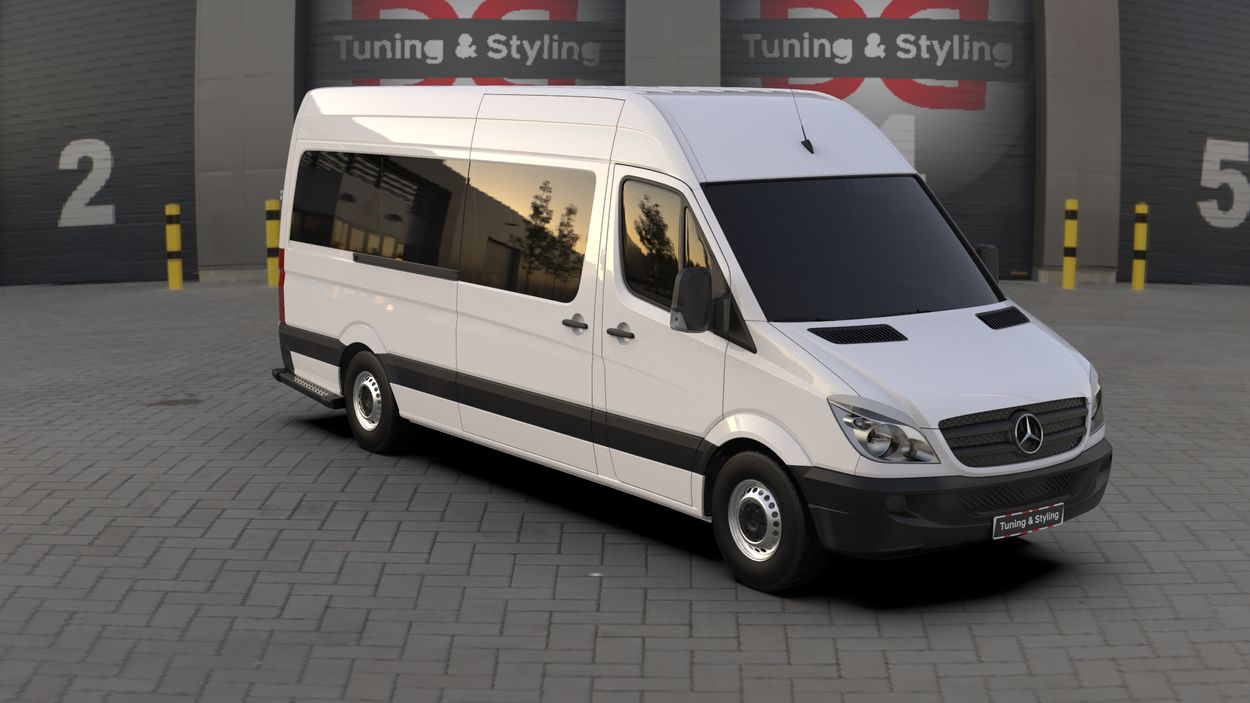 3D визуализация Mercedes Sprinter W906 2006–2018 гг. Реснички на Фары Прямые (черные, ABS, 2006-2013) фото 324°