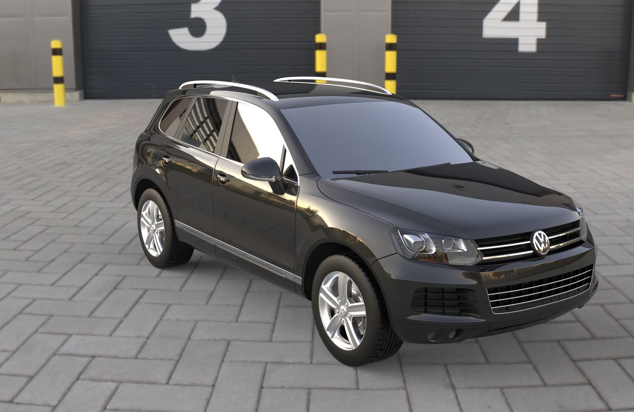 3D визуализация Volkswagen Touran 2003-2010 гг. Рейлинги Skyport (серый матовый) фото 0°