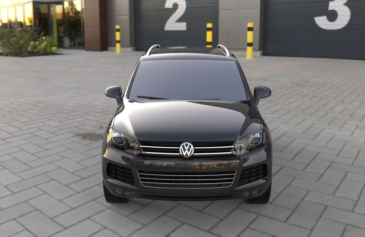 3D визуализация Volkswagen Touran 2003-2010 гг. Рейлинги Skyport (серый матовый) фото 36°