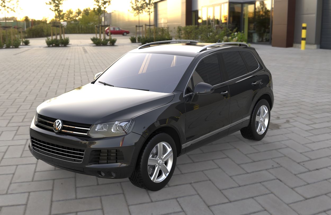 3D визуализация Volkswagen Touran 2003-2010 гг. Рейлинги Skyport (серый матовый) фото 72°