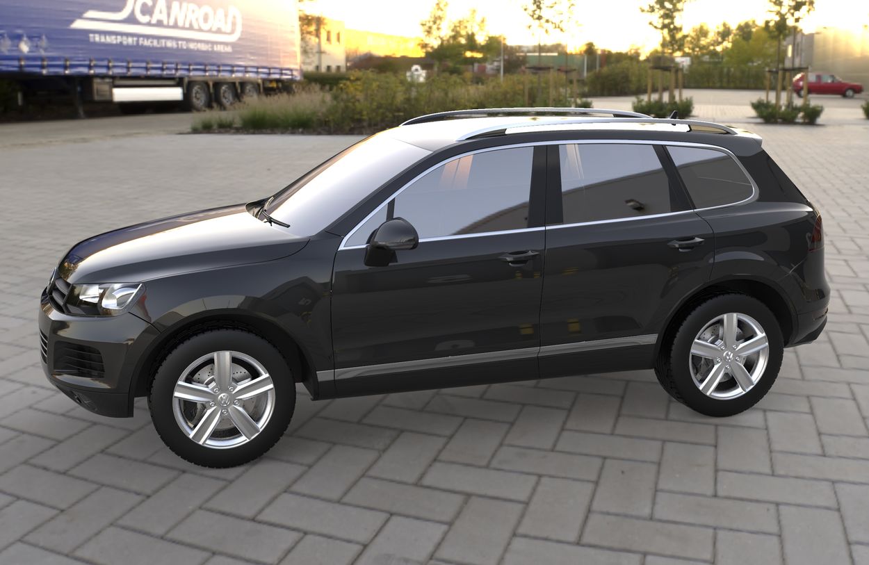 3D визуализация Volkswagen Touran 2003-2010 гг. Рейлинги Skyport (серый матовый) фото 108°