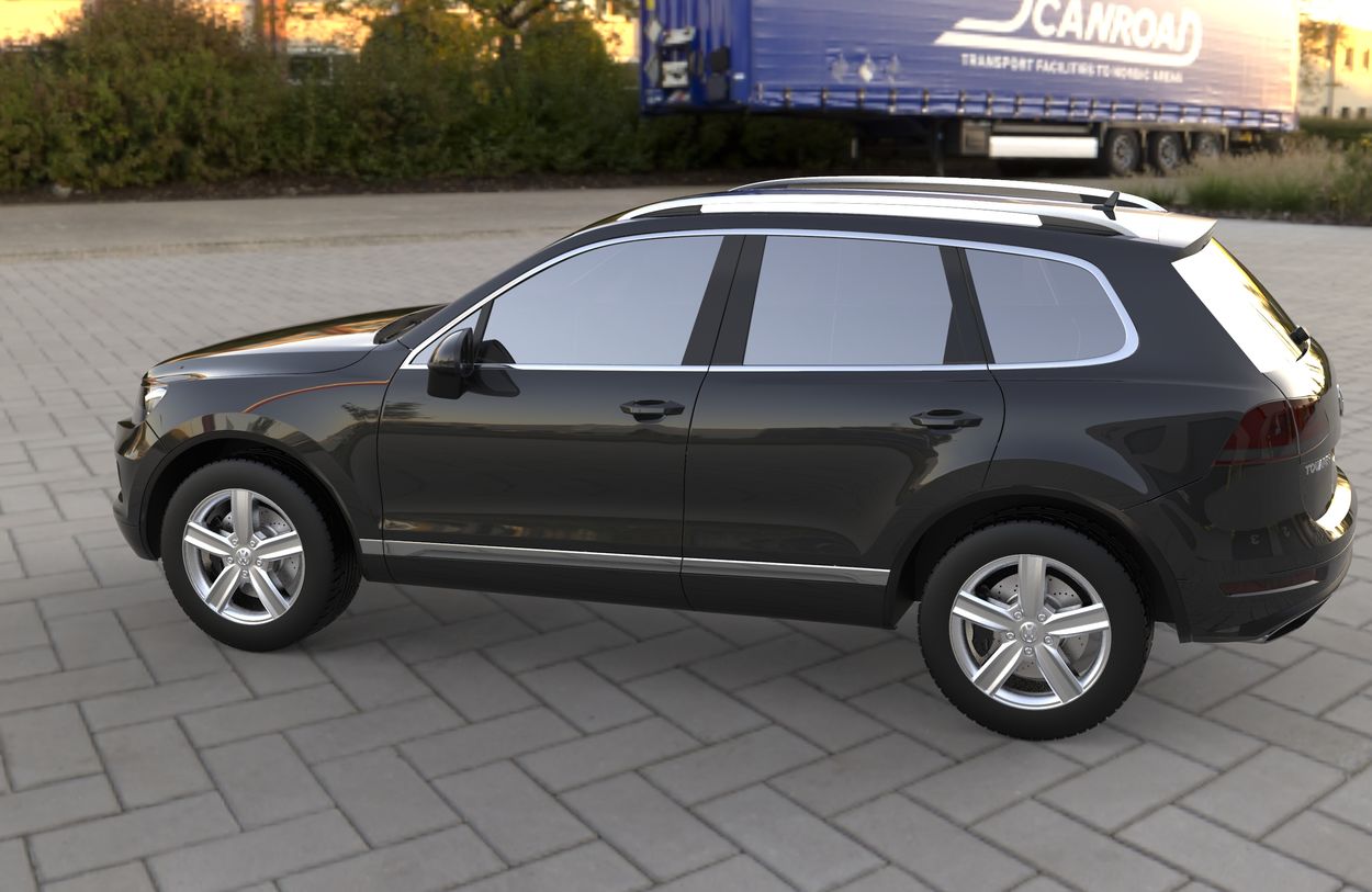 3D визуализация Volkswagen Touran 2003-2010 гг. Рейлинги Skyport (серый матовый) фото 144°