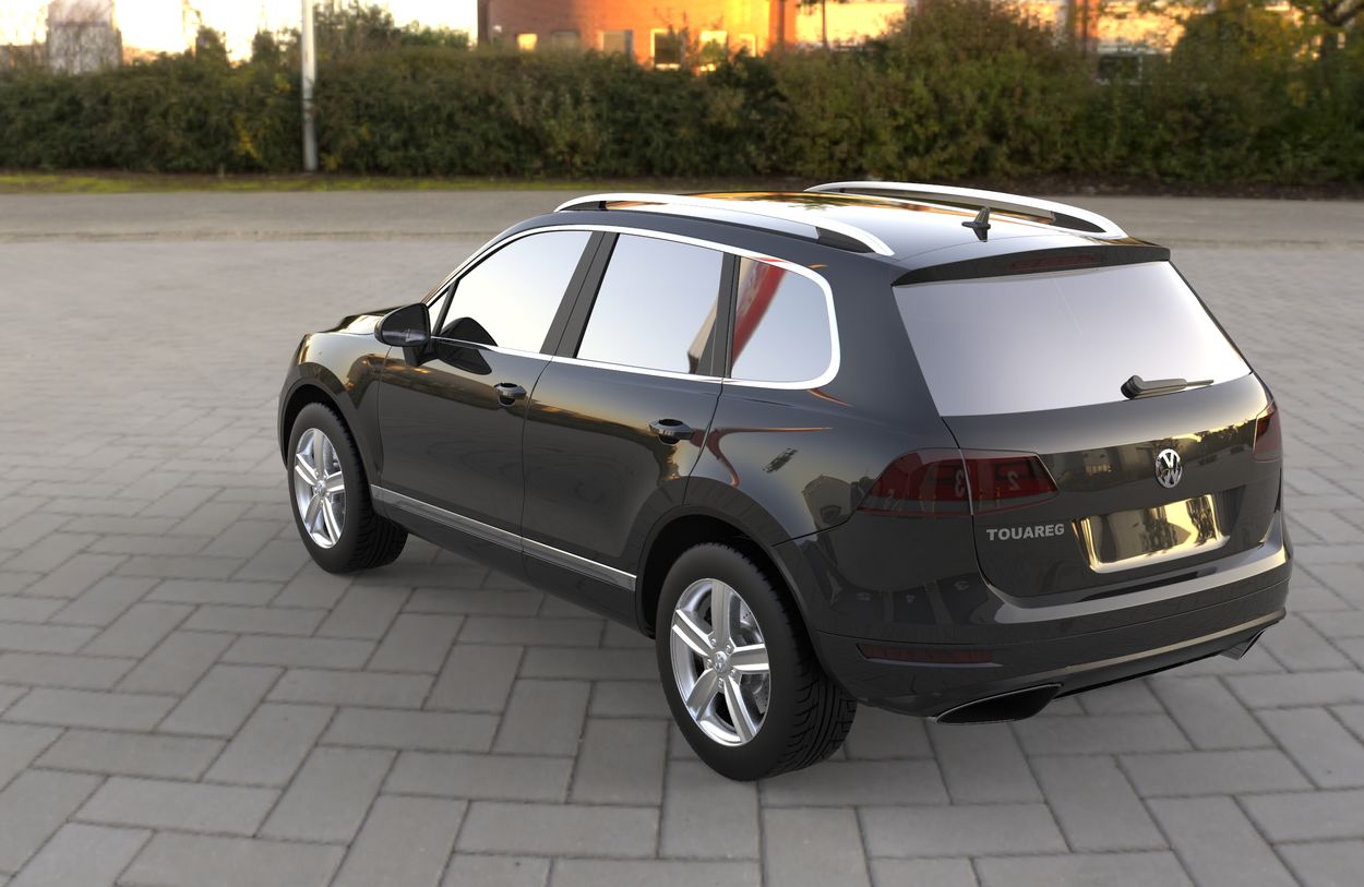 3D визуализация Volkswagen Touran 2003-2010 гг. Рейлинги Skyport (серый матовый) фото 180°