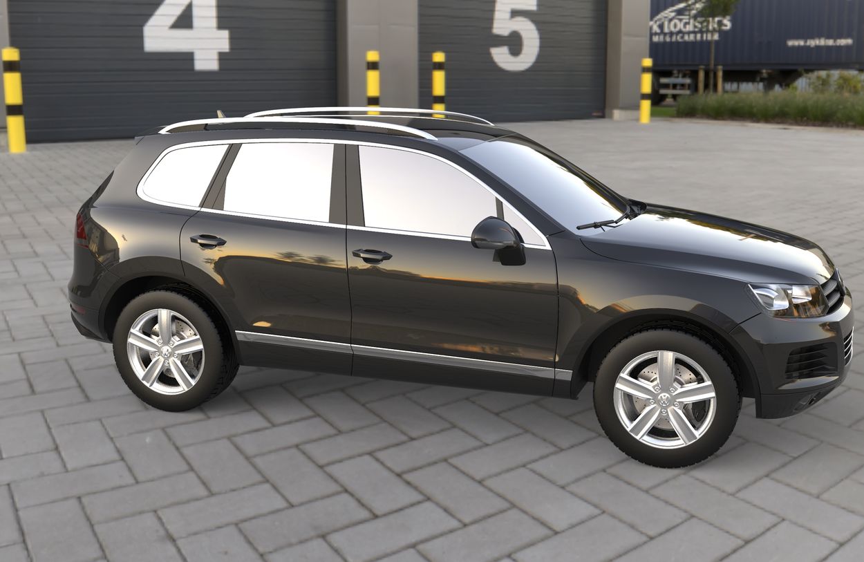 3D визуализация Volkswagen Touran 2003-2010 гг. Рейлинги Skyport (серый матовый) фото 324°