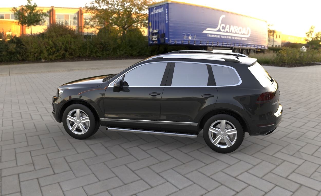 3D визуализация Volkswagen Touareg 2010↗ Бокові пороги оригінальні V1 фото 144°