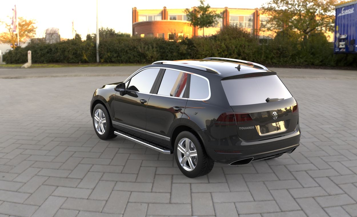 3D визуализация Volkswagen Touareg 2010↗ Боковые пороги оригинальные V1 фото 180°