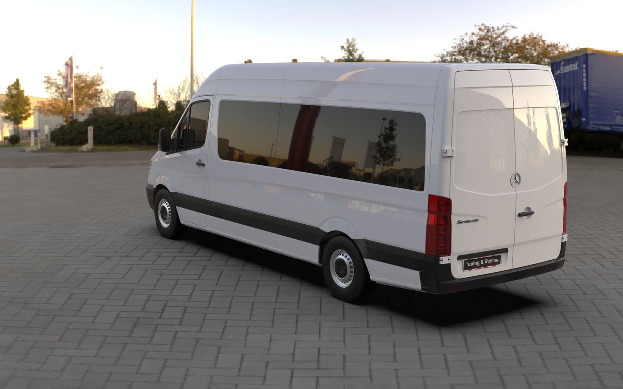 3D визуализация Mercedes Sprinter W906 2006-2018 гг. Зимняя накладка на решетку радиатора (2006-2013) фото 180°