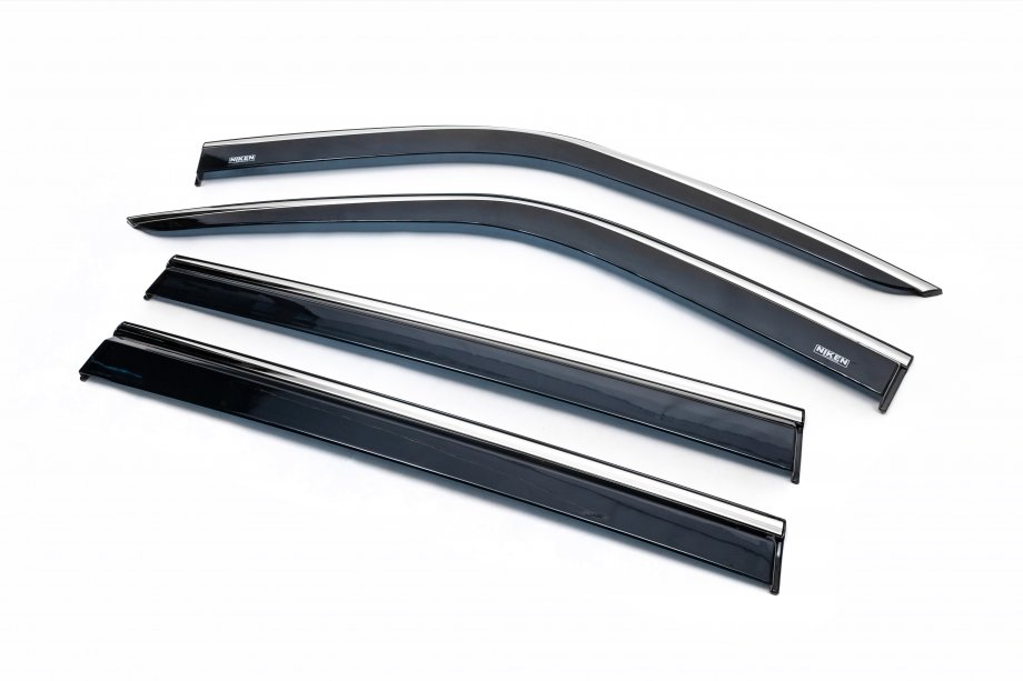 Fiat Doblo II 2010-2022 Window deflectors with chrome trim (4 pcs, Niken) Photo 2