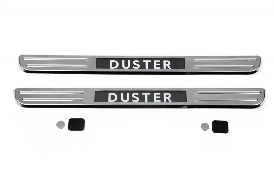 Dacia Duster 2008–2018 Trådlösa instegsskydd med belysning (2 st, rostfritt) Foto 2