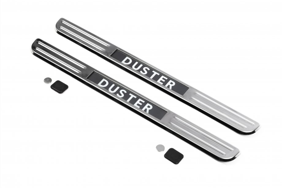 Renault Duster 2008–2017 Seuils de porte sans fil avec eclairage (2 pcs, inox) Photo 3