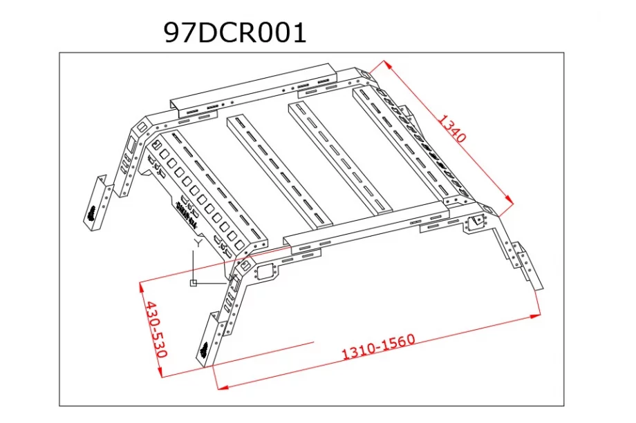 Toyota Hilux 1997-2005 рр. Роллбар Dakar Чорний Bed Rack Фото 6