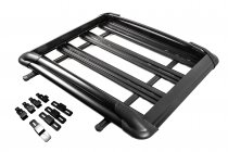 Volkswagen Tiguan 2016-2023 гг. Багажная корзина на крышу с поперечинами и сеткой (100см x 120см) Черный фото 8