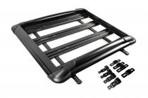 Volkswagen Tiguan 2016-2023 гг. Багажная корзина на крышу с поперечинами и сеткой (100см x 120см) Черный фото 9