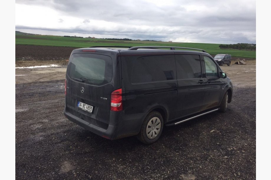 Mercedes Viano 2004-2014 рр. Рейлінги чорні ELITE (пласт. ніжка) Коротка база (Short, Compact) Фото 19