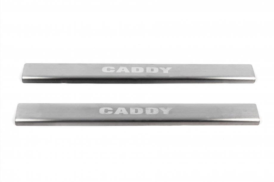 Volkswagen Caddy 2004-2010 рр. Накладки на дверні пороги Laser (2 шт., нерж) Фото 2