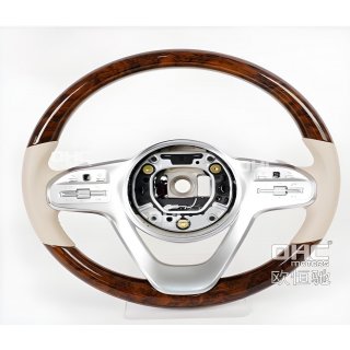 Mercedes CLA C117 2013-2019 рр. Руль Maybach-Style (дерево+бежевый, 3pin)
