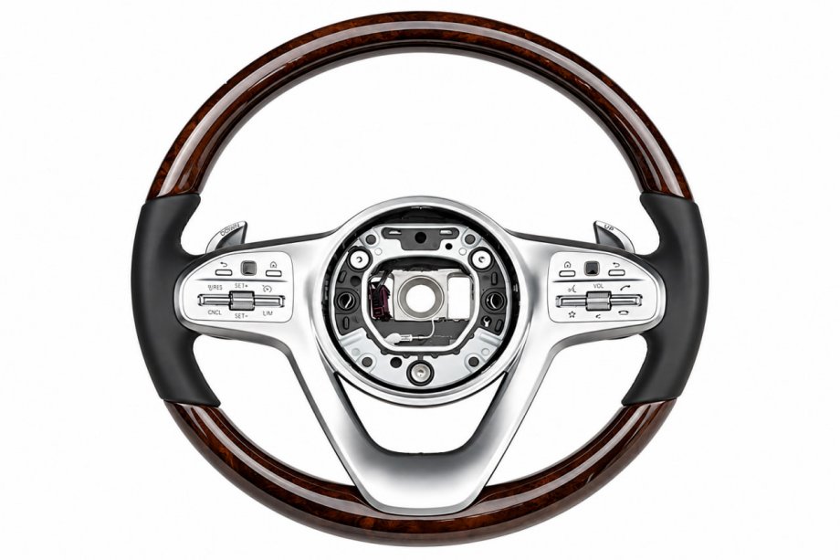 Mercedes E-sarja Coupé C238 2016–2024 Maybach-Style-ohjauspyörä (puu + musta, 3-pin) Image