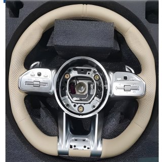 Mercedes CLA C117 2013-2019 рр. Руль AMG 2018-Style (бежевый, 3pin)