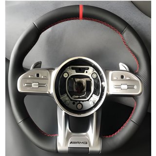 Mercedes CLA C117 2013-2019 рр. Руль AMG 2018-Style (черный + красный, 3pin)