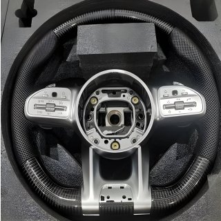 Mercedes CLA C117 2013-2019 рр. Руль AMG 2018-Style (Карбон + серые кнопки, 3pin)